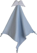 Baby Gi blue Pima cotton doudou comforter with signature angel wings, made in Portugal.