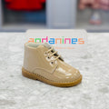 ANDANINES Camel Boys Patent Leather Boots - 222325