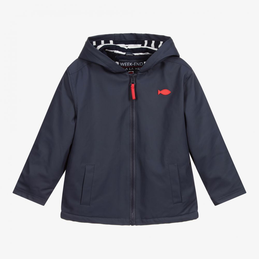 WEEKEND A LA MER Hoby Boys Navy Hooded Rain Coat