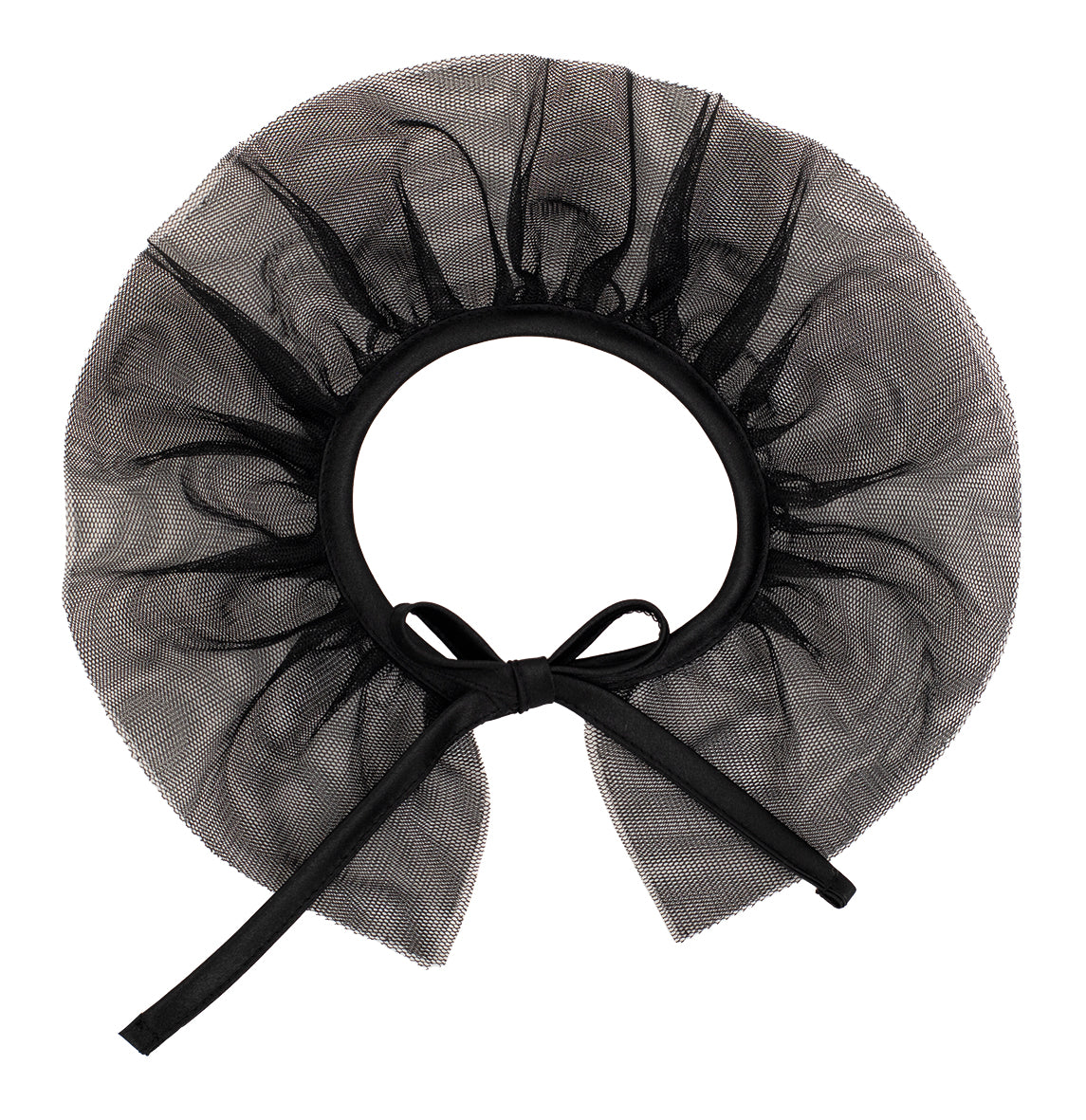 Calamaro Alisio detachable black tulle frill collar with slim tie fastening
