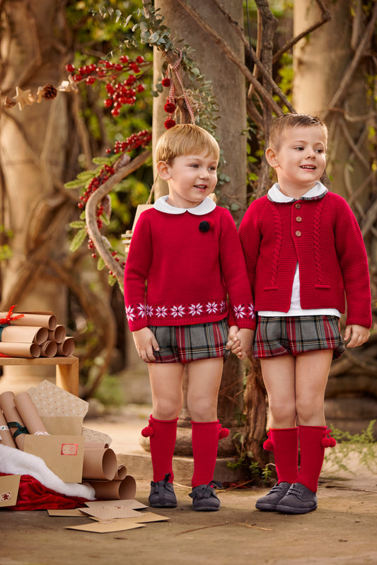 AW25 JULIANA Melodia Boys Red & Grey Tartan Jam Pant Set - 25585