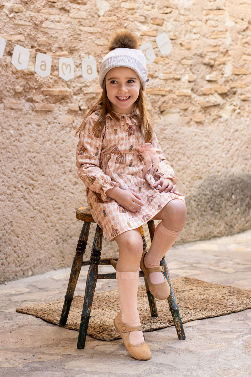 AW25 CALAMARO Mistral Girls Pink Circus Print Dress - 21305