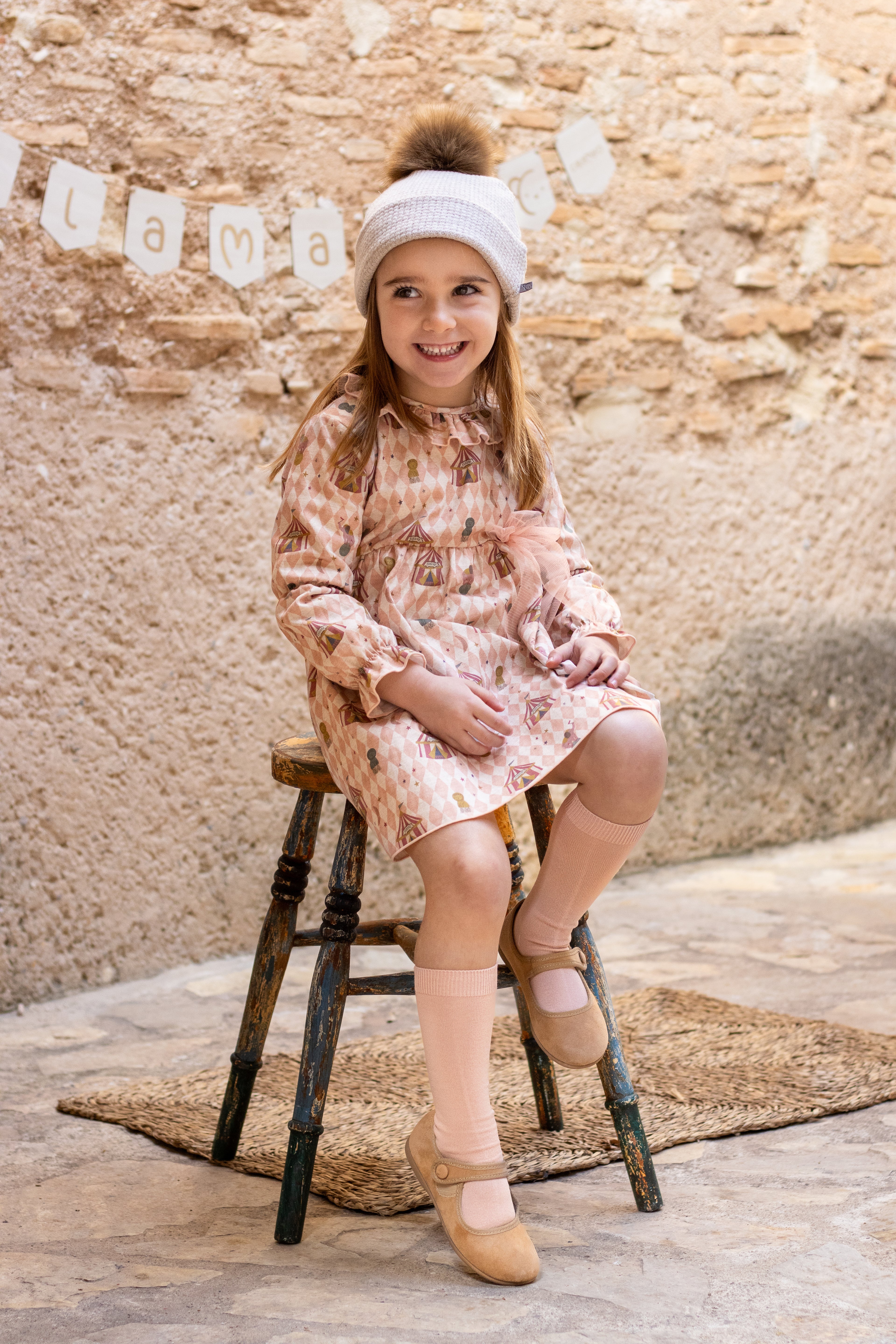 AW25 CALAMARO Mistral Girls Pink Circus Print Dress - 21305