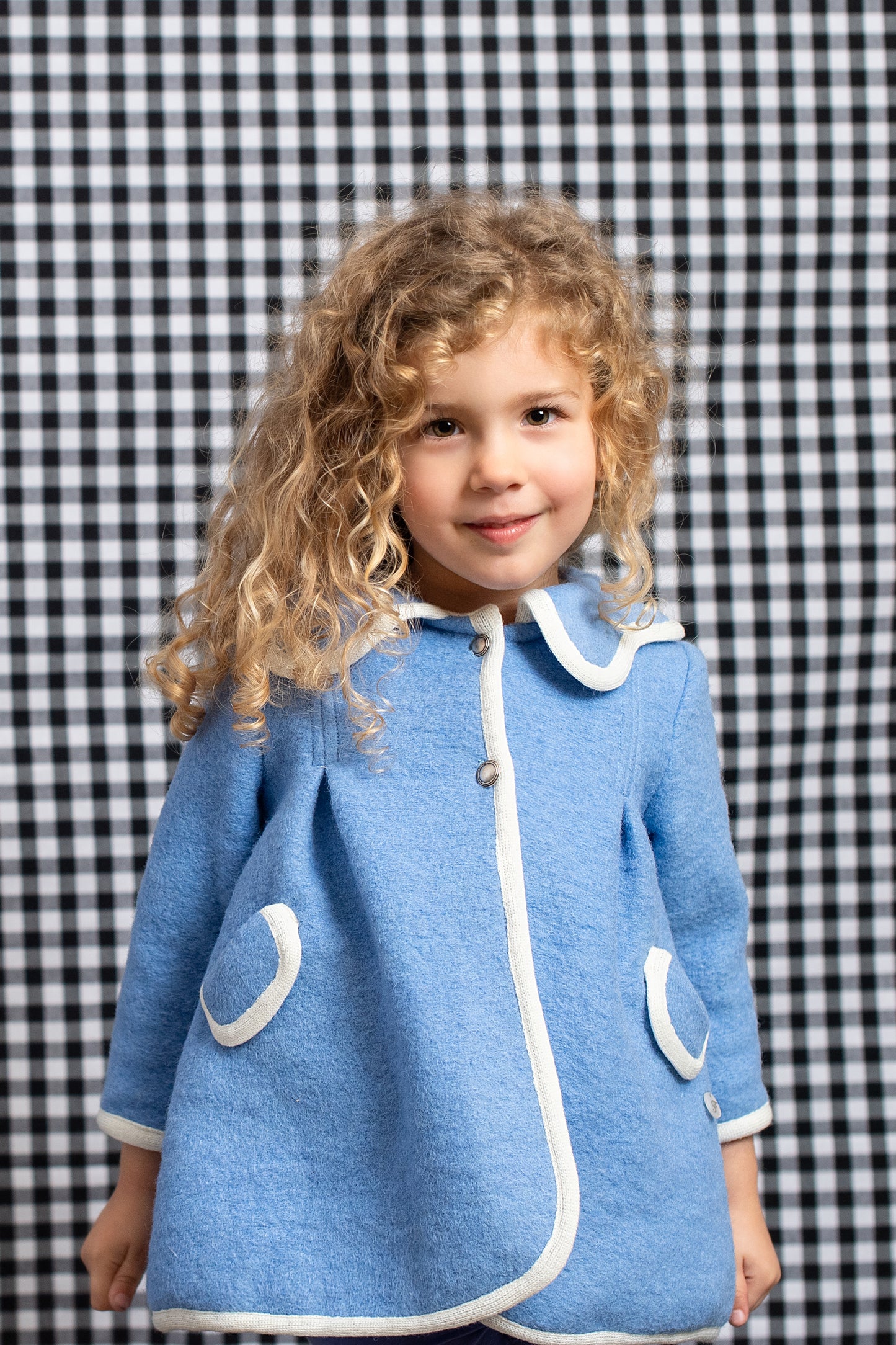 FOQUE Light Blue Girls Wool Coat - 5215