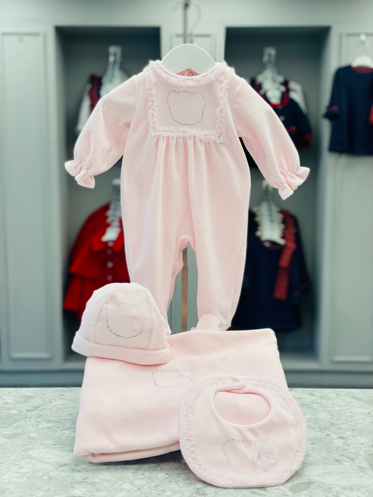 Deolinda Superstar pink tulle and diamante baby accessories - coordinating collection