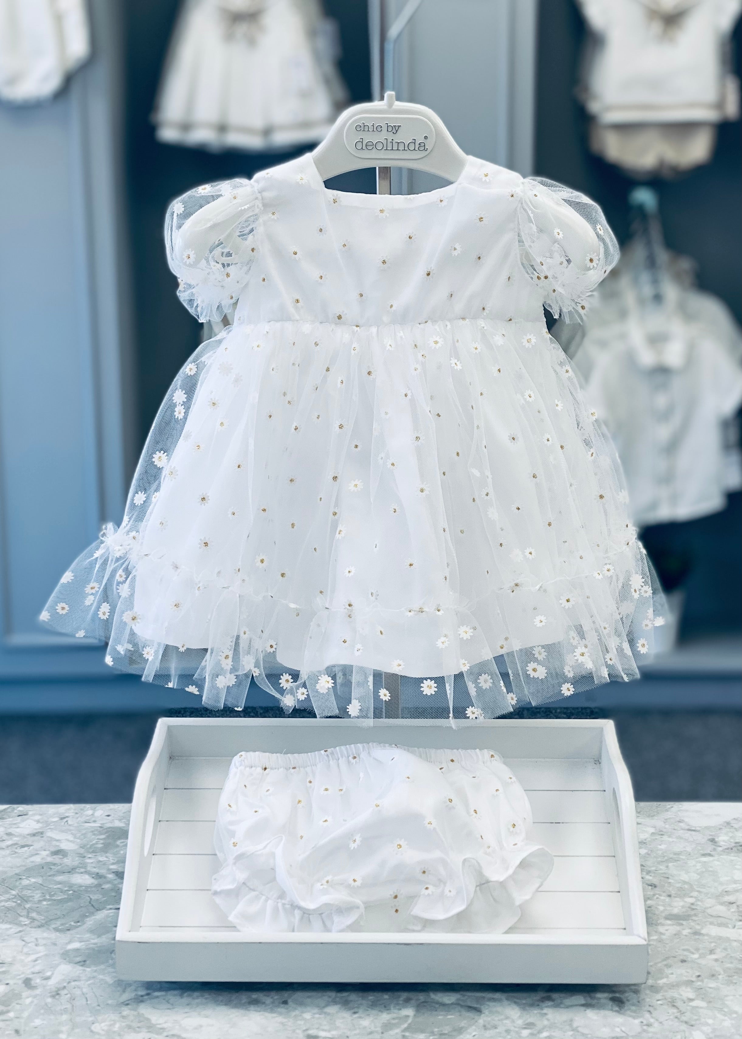 SS24 CHIC BY DEOLINDA SS24 Margarita Girls White Tulle Dress & Knickers - CLEARANCE SALE