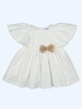 MAC ILUSION Safari Girls Beige & White Angel Sleeve Dress - 9788