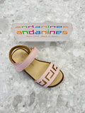 ANDANINES Pink Girls Leather Sandals - 201522