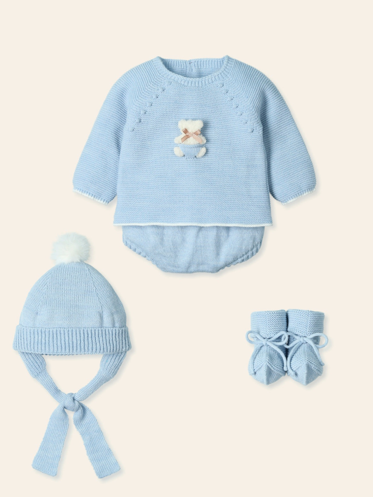 MAC ILUSION Sonar Baby Boys Blue Teddy Layette Set - 9428