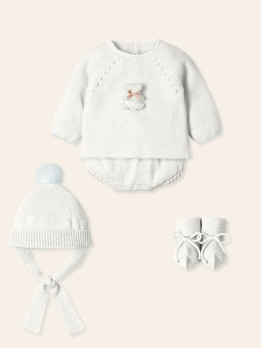 MAC ILUSION Sonar Unisex Baby Cream Teddy Layette Set - 9428