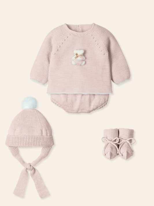 MAC ILUSION Sonar Baby Girls Nude Teddy Layette Set - 9428