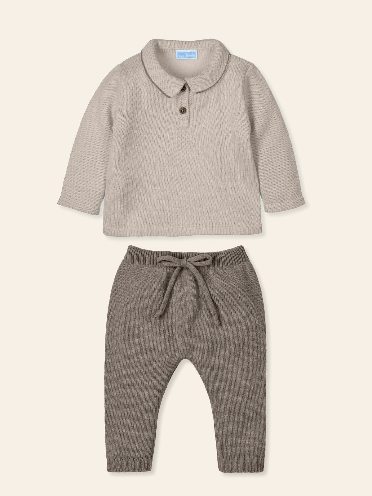 MAC ILUSION Arrullar Boys Nuez Knitted Polo Top & Trouser Set - 9443R