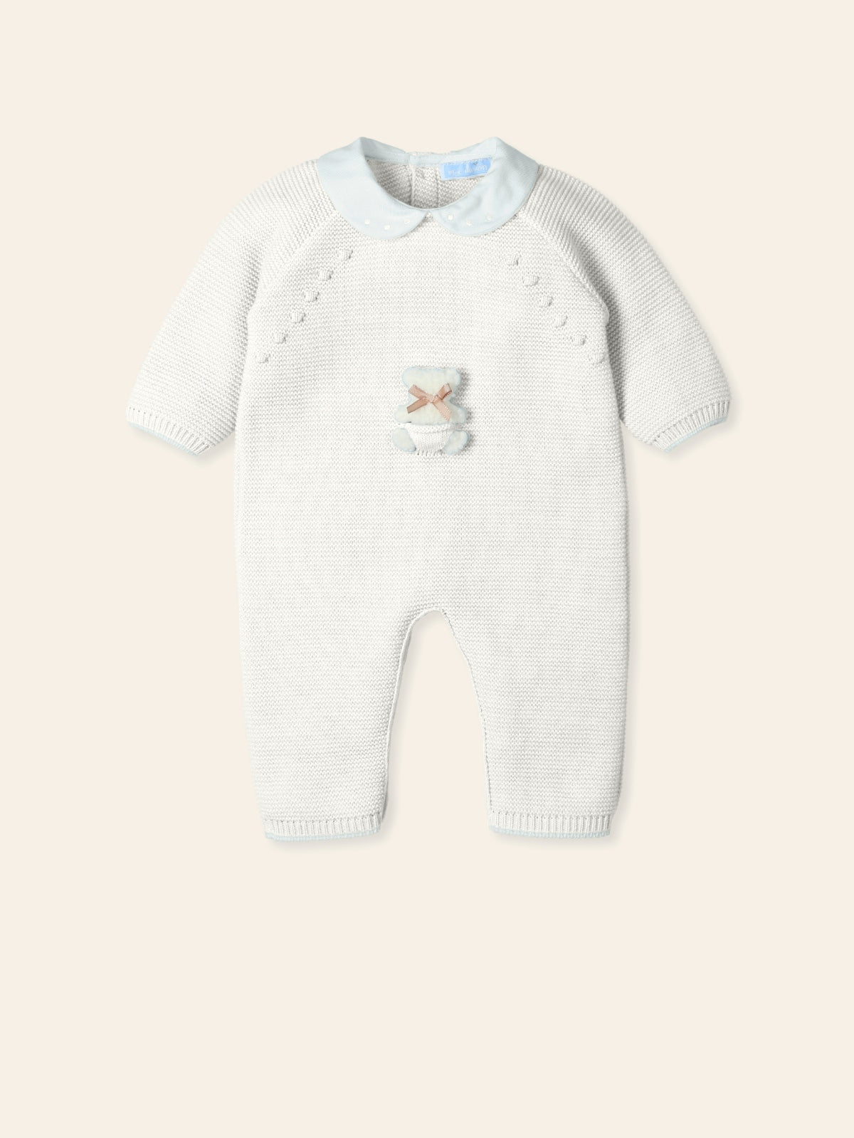 MAC ILUSION Sonar Unisex Baby Cream Teddy Knitted Romper - 9449