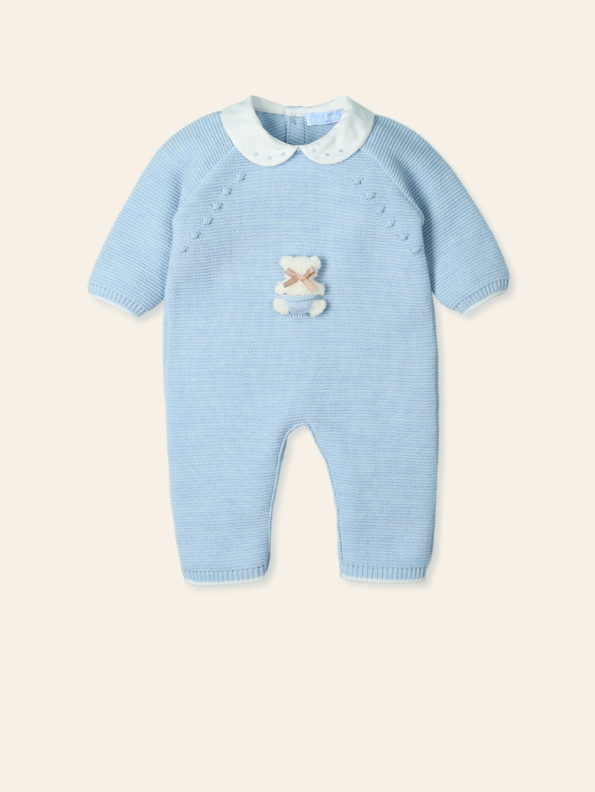 MAC ILUSION Sonar Baby Boys Blue Teddy Knitted Romper - 9449