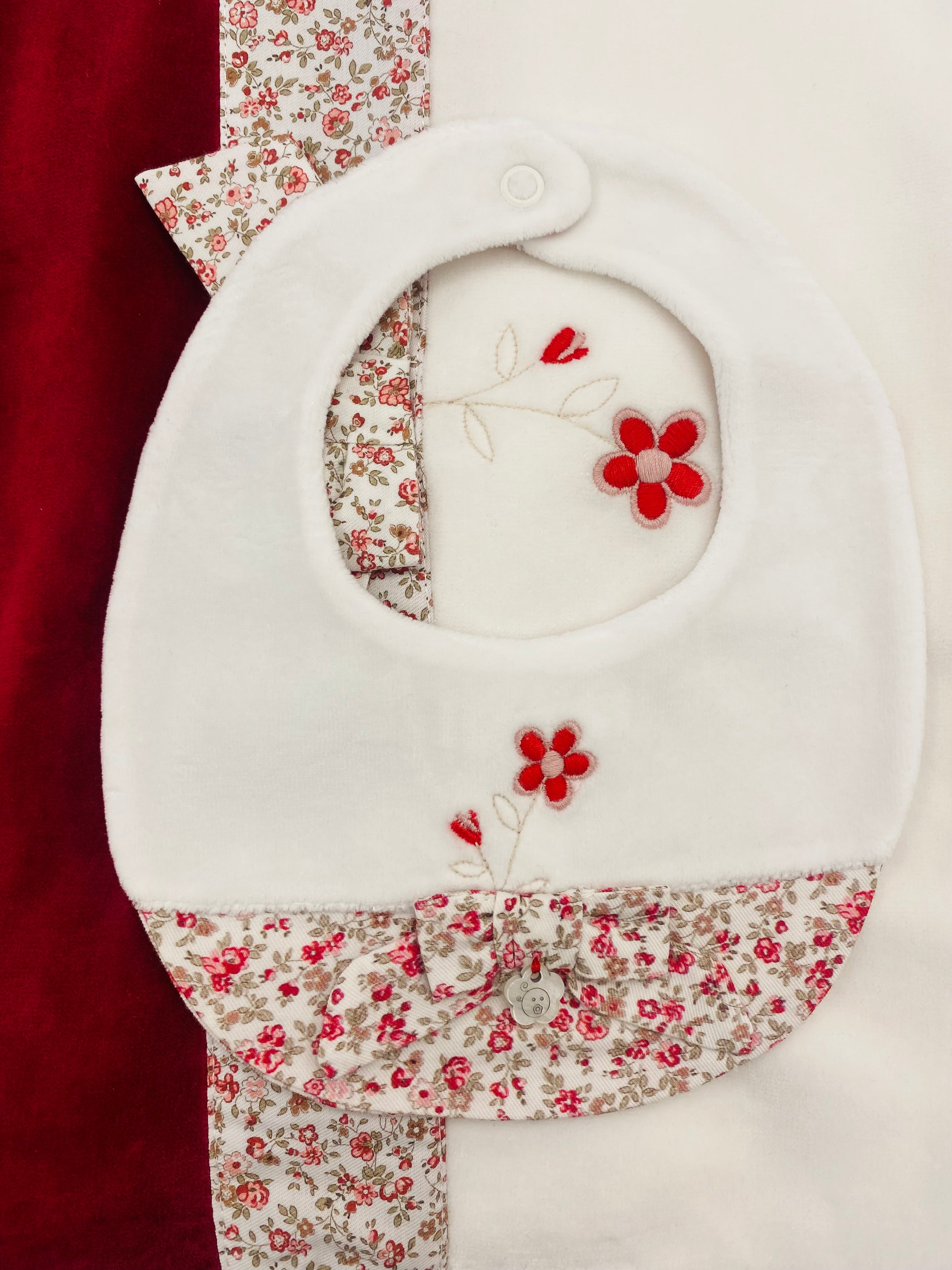 AW25 DEOLINDA Sarah Girls Red Floral Bib - 25B22