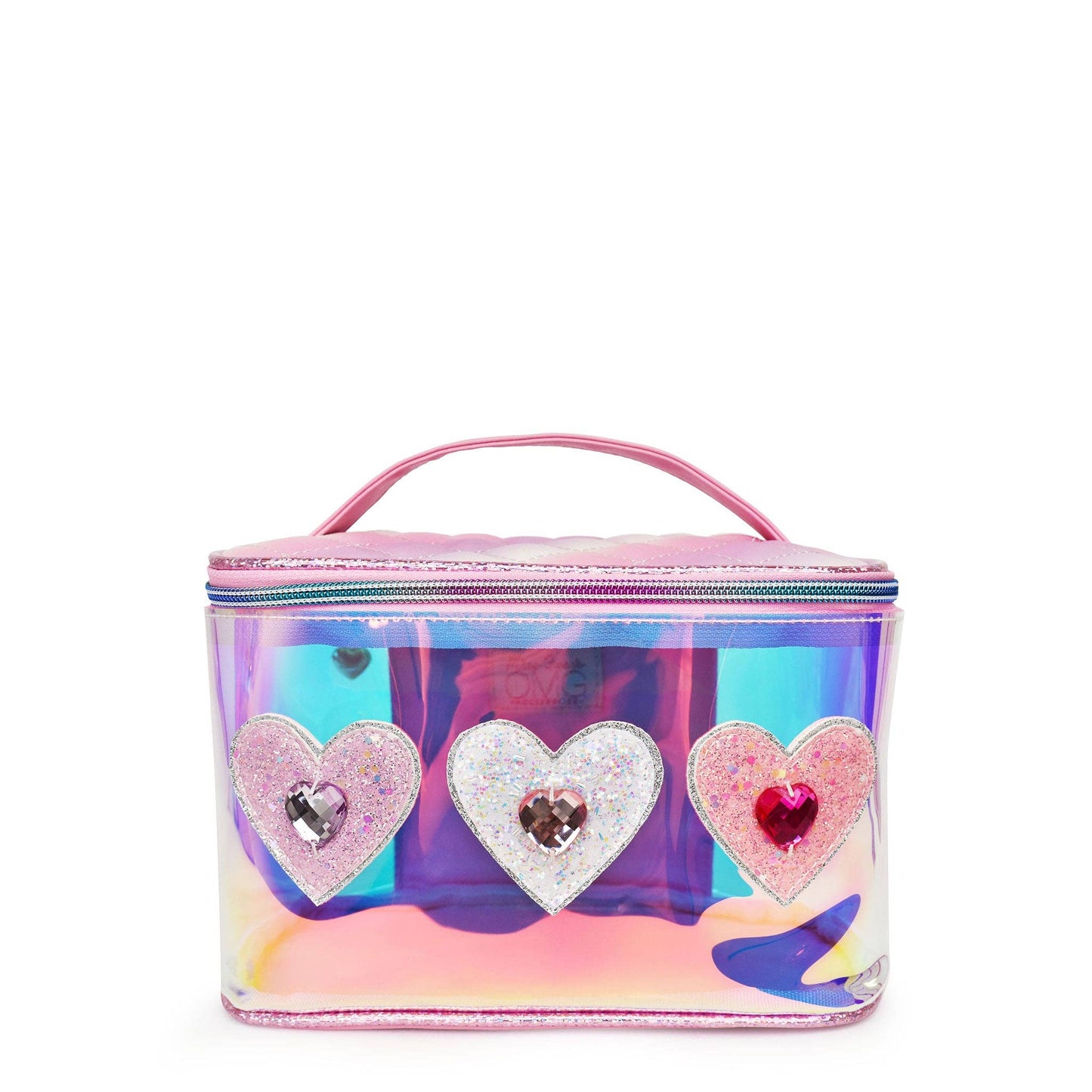 OMG ACCESSORIES 'Hearts' Clear Glazed Glam Bag