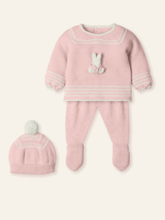 AW25 MAC ILUSION Rabbit Moonlight Girls Pink Knitted Set with Hat - 9809