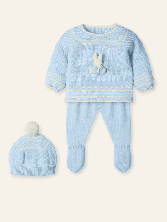 AW25 MAC ILUSION Rabbit Moonlight Boys Blue Knitted Set with Hat - 9809