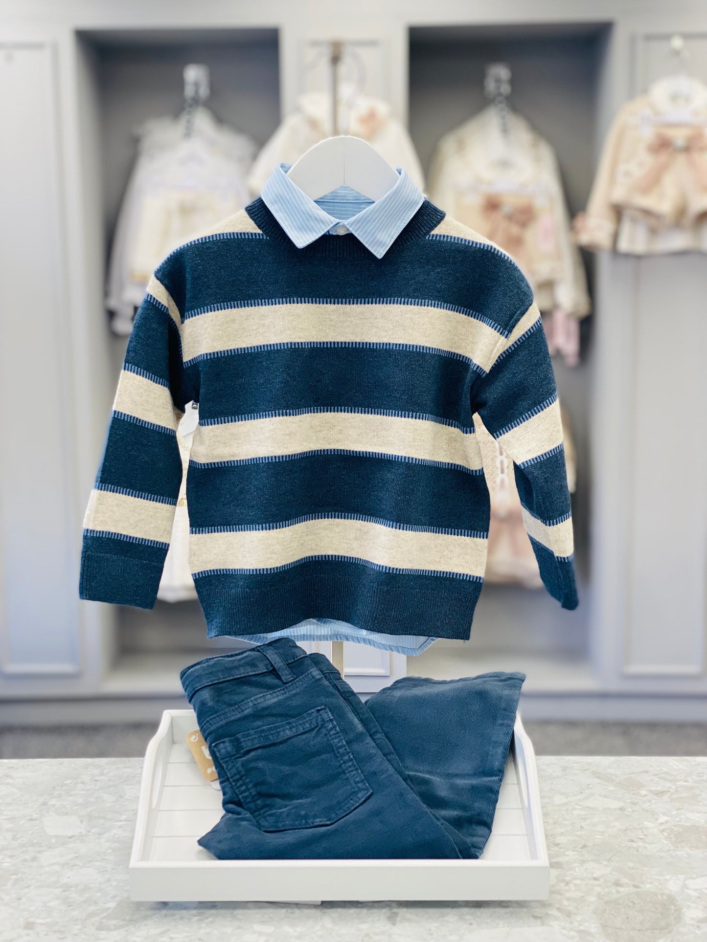 AW25 MAYORAL Boys Blue & Navy Trouser Set with Jumper