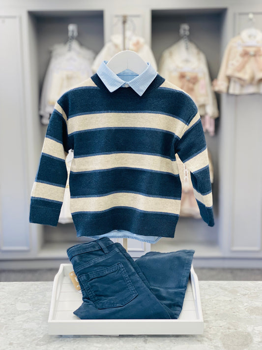 AW25 MAYORAL Boys Blue & Navy Trouser Set with Jumper