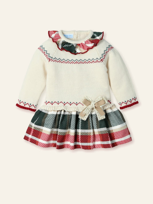 AW25 MAC ILUSION Instantes Magicos Girls Red & Green Drop Waist Dress - 9877