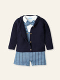 AW25 MAC ILUSION Tweed Dream Boys Navy Dungaree set with Cardigan - 9908