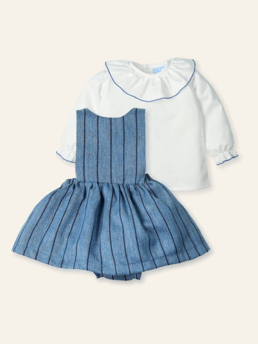 AW25 MAC ILUSION Tweed Dream Girls Navy Blouse & Romper Set - 9910