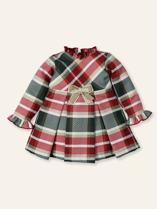 AW25 MAC ILUSION Instantes Magicos Girls Red & Green Check Dress - 9940