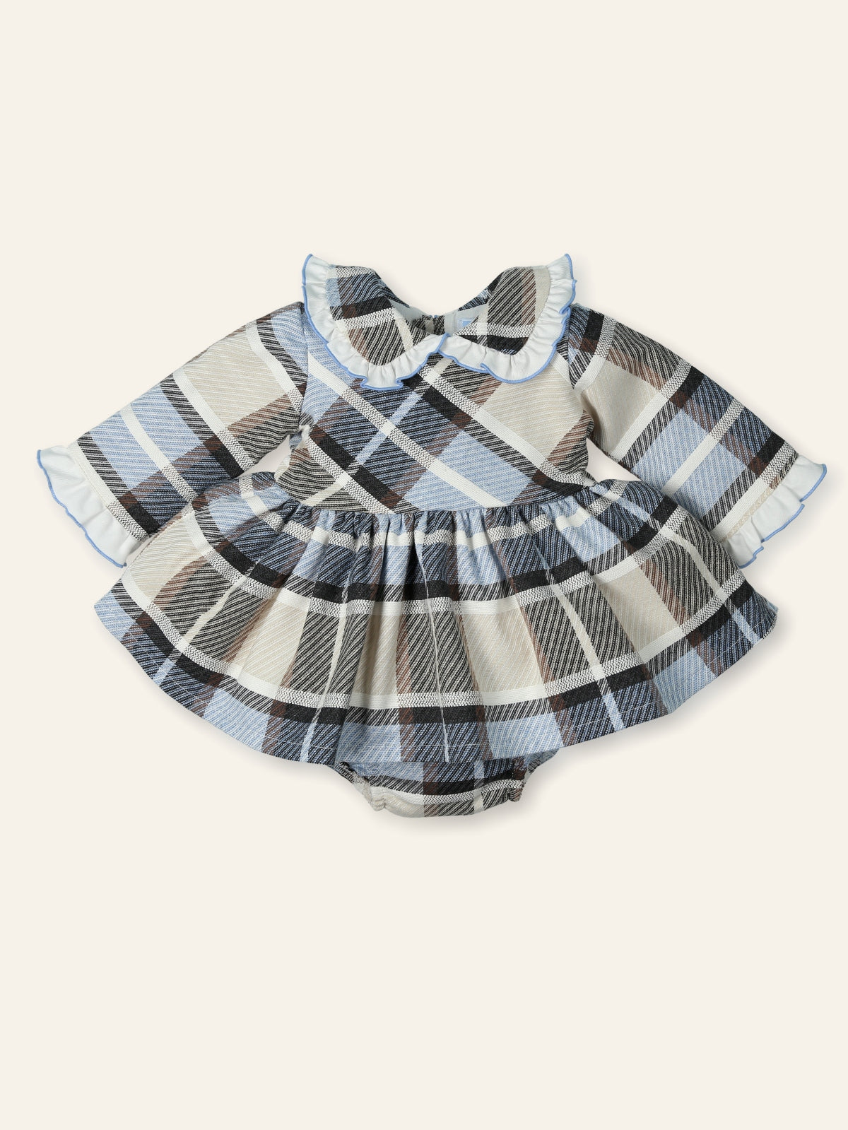 AW25 MAC ILUSION Dots Girls Blue Check Dress & Knickers - 9945
