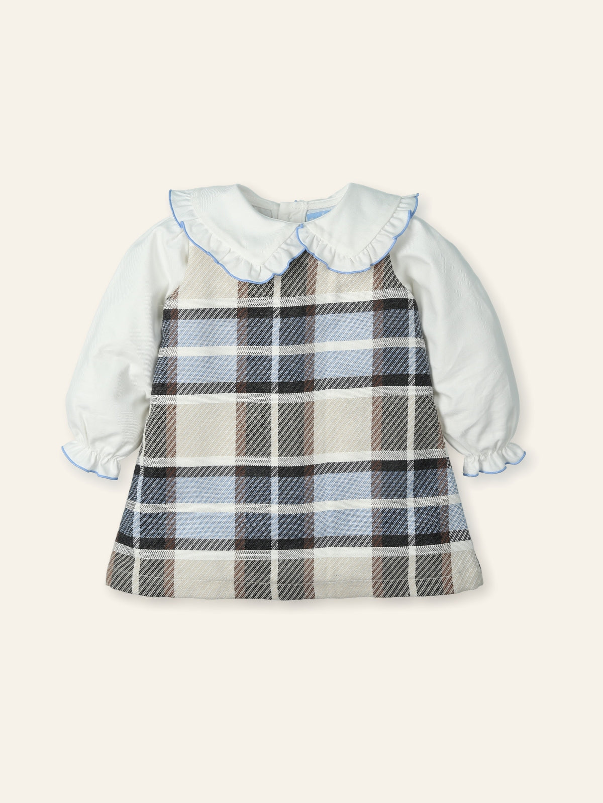 AW25 MAC ILUSION Dots Girls Blue Check Blouse & Pinafore Dress - 9946