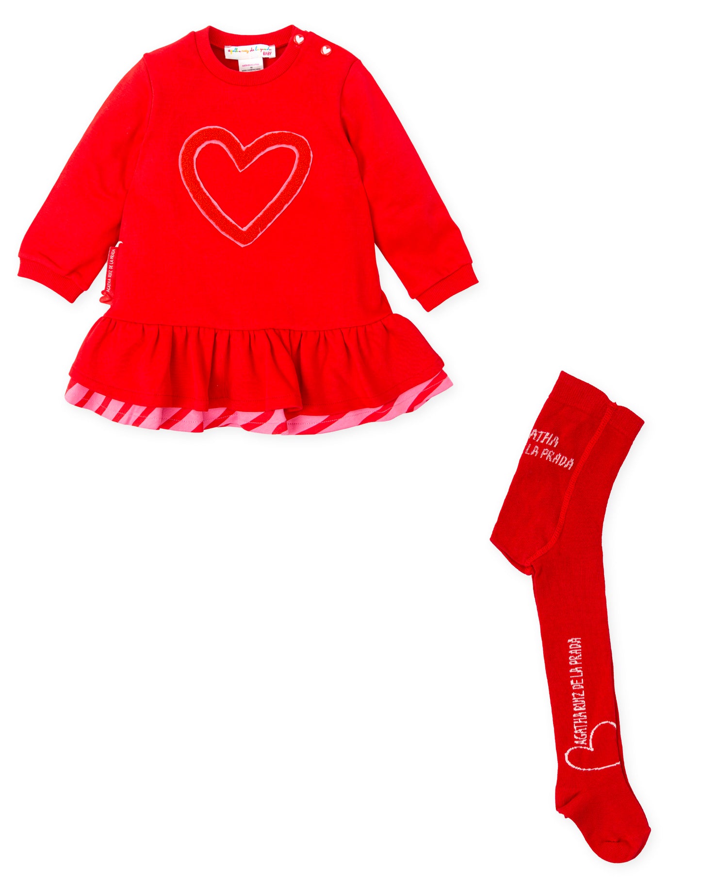 AGATHA RUIZ DE LA PRADA Stripes Girls Red Dress & Tights