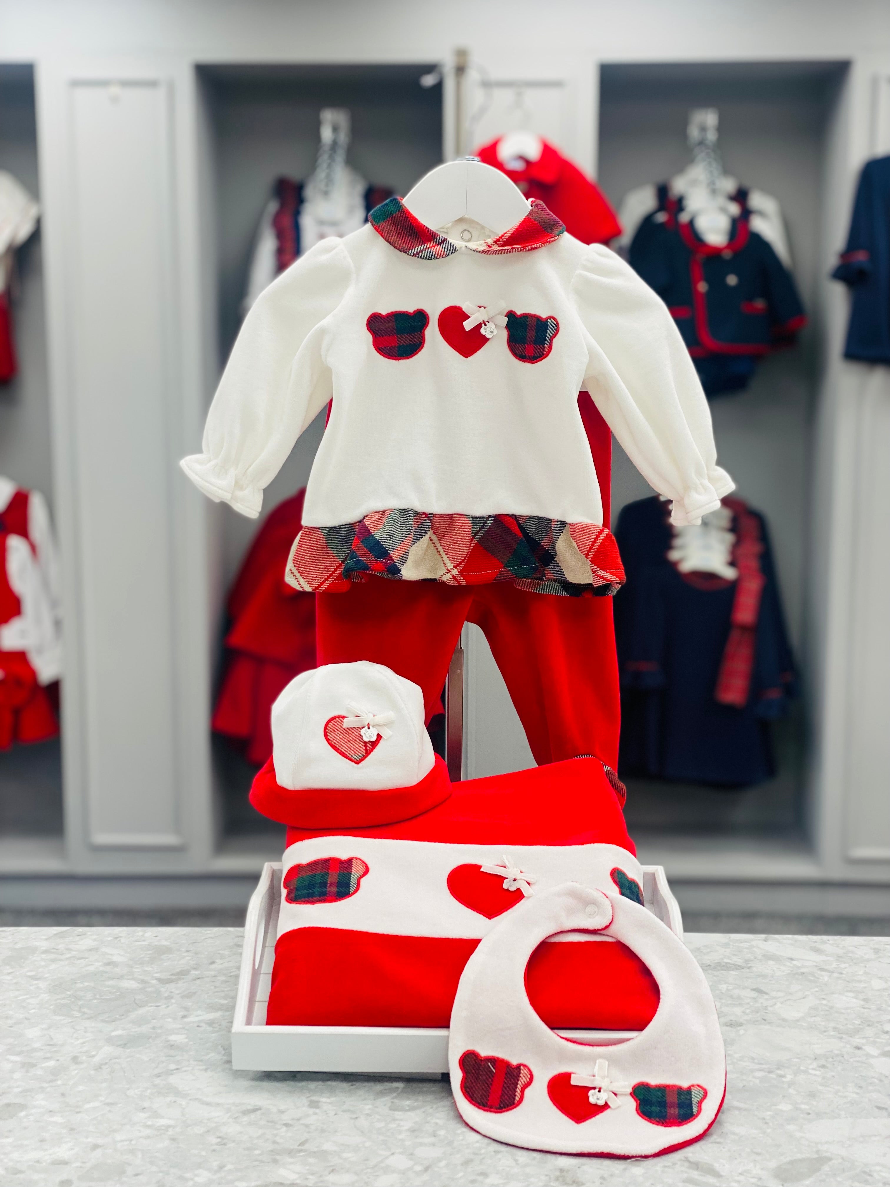 AW25 DEOLINDA Christmas Girls Red Teddy Trouser Set - 25205