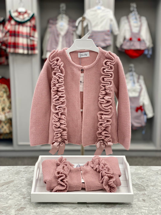 ROCHY Dusty Pink Girls Bow Cardigan - NON RETURNABLE