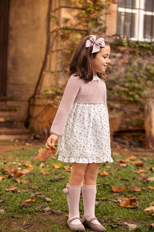 AW25 JULIANA Arte Girls Powder Pink Floral Dress - 25643