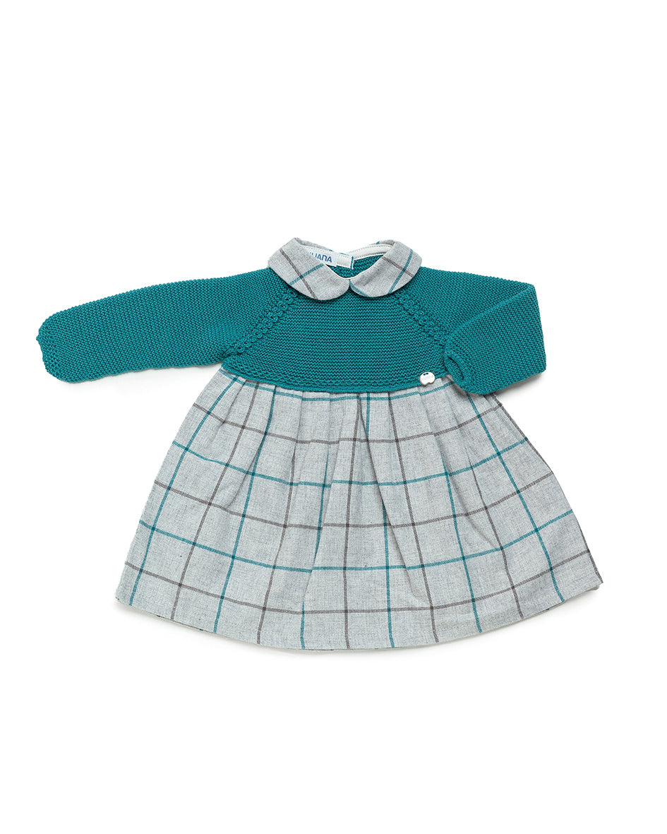 JULIANA Ensueno Teal & Grey Girls Dress - 24640