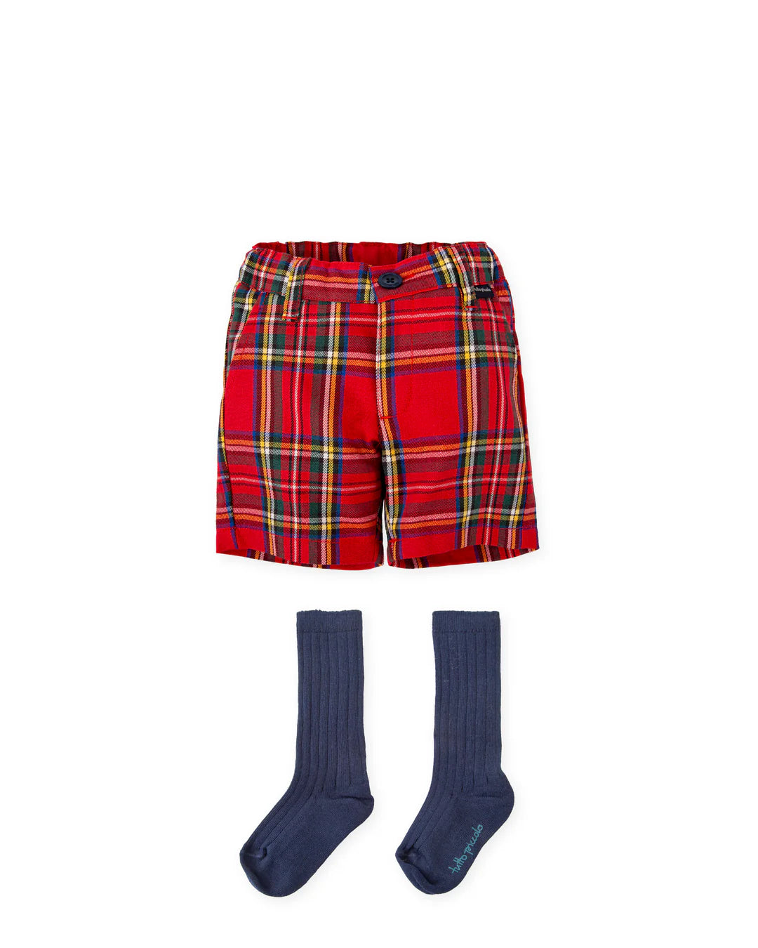 TUTTO PICCOLO Boys Red Tartan Shorts & Socks