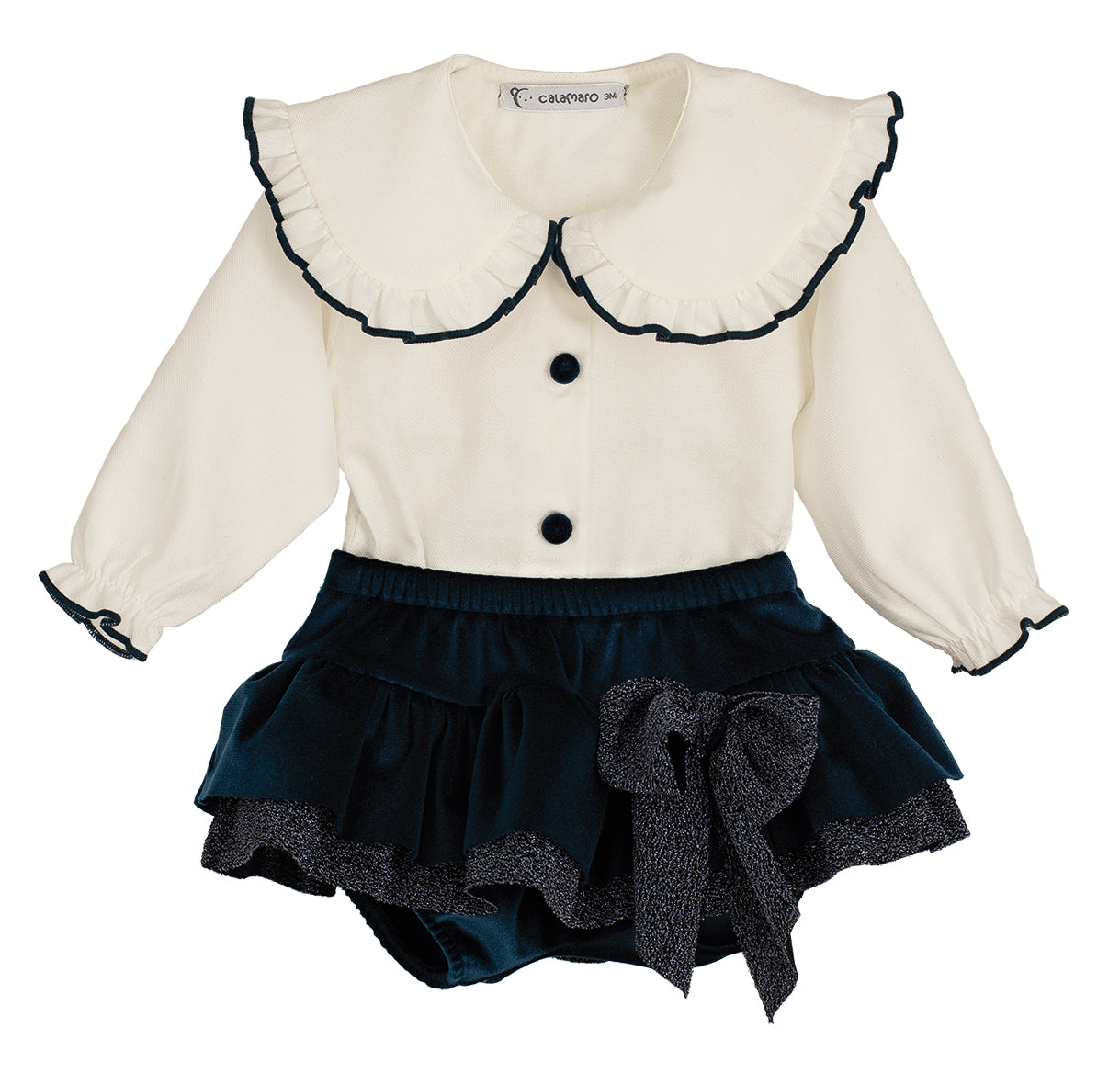 AW25 CALAMARO Halny Girls Navy Shimmer Jam Pant Set - 11260