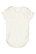 CALAMARO BASICS Girls Cream Lace Collar Short Sleeve Vest - 19109