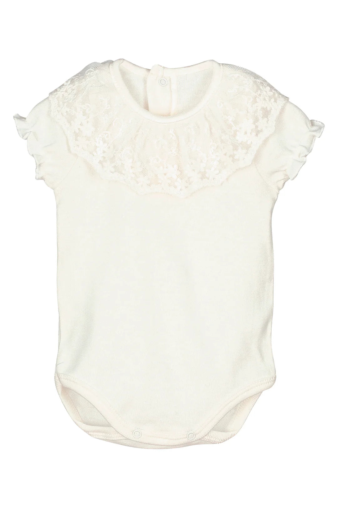 CALAMARO BASICS Baby Girls Cream Lace Collar Short Sleeve Vest - 19109