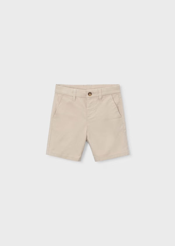 Mayoral beige chino shorts for boys, front view