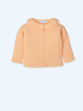 MAC ILUSION Nispero Girls Peach Cardigan with Ruffle Collar - 9673