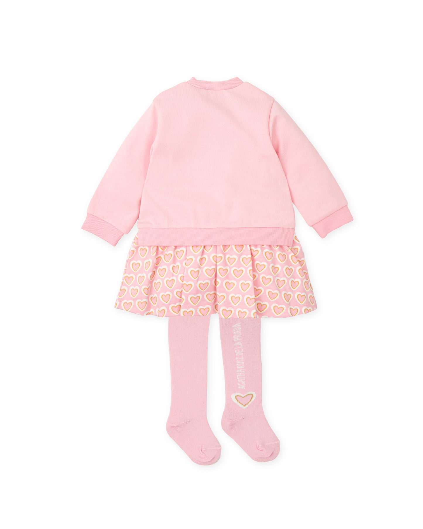 AGATHA RUIZ DE LA PRADA Sugar Cotton Girls Gold & Pink Dress & Tights