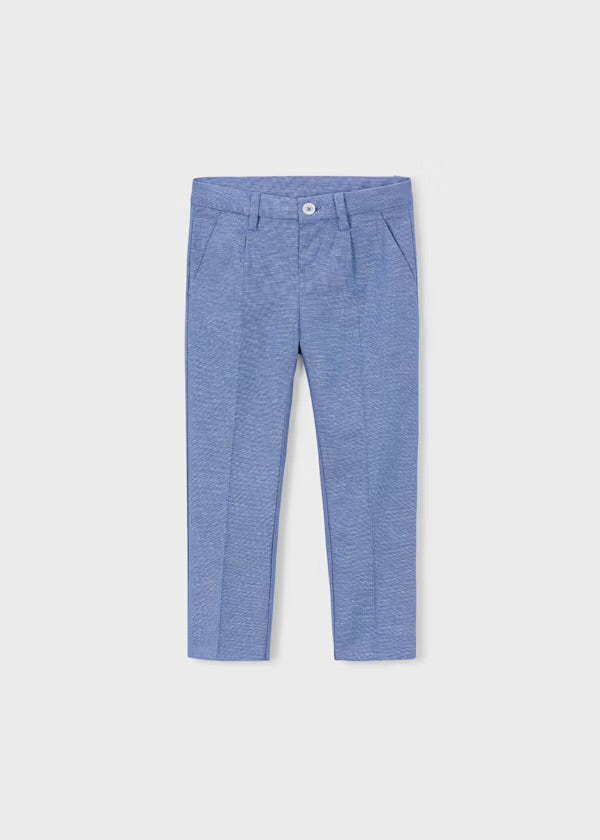 Mayoral Capri-blue tailored boys trousers, front view