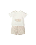 TUTTO PICCOLO Atenas Boys Beige & White Short Set