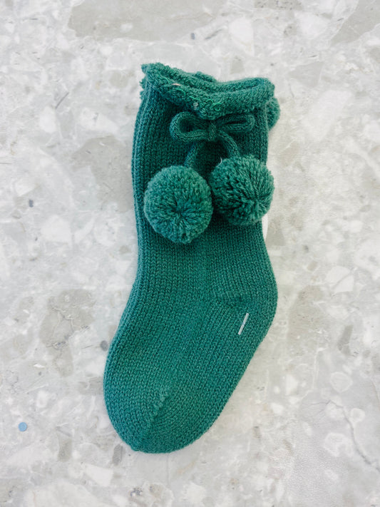 AW25 JULIANA Sinfonia Green Pom Pom Socks - 520