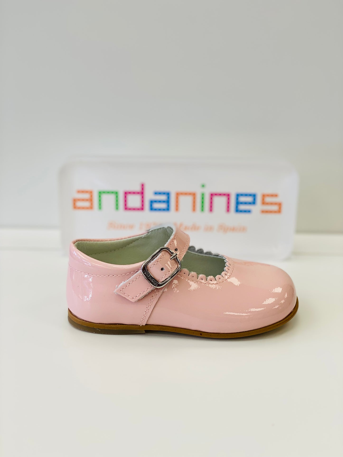 ANDANINES Baby Girls Pink Patent Leather Mary Jane Shoes