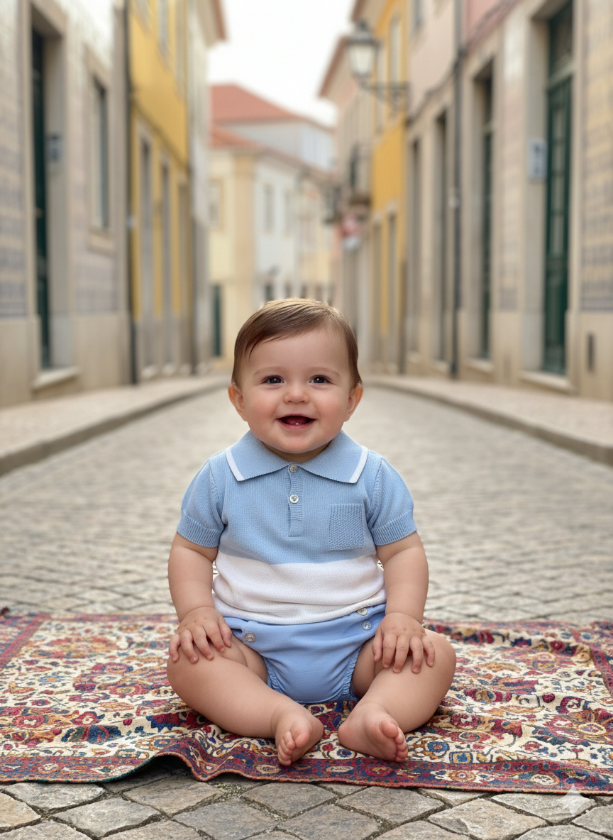 RIGOLA Ocean Boys Blue Linen Jam Pant Set