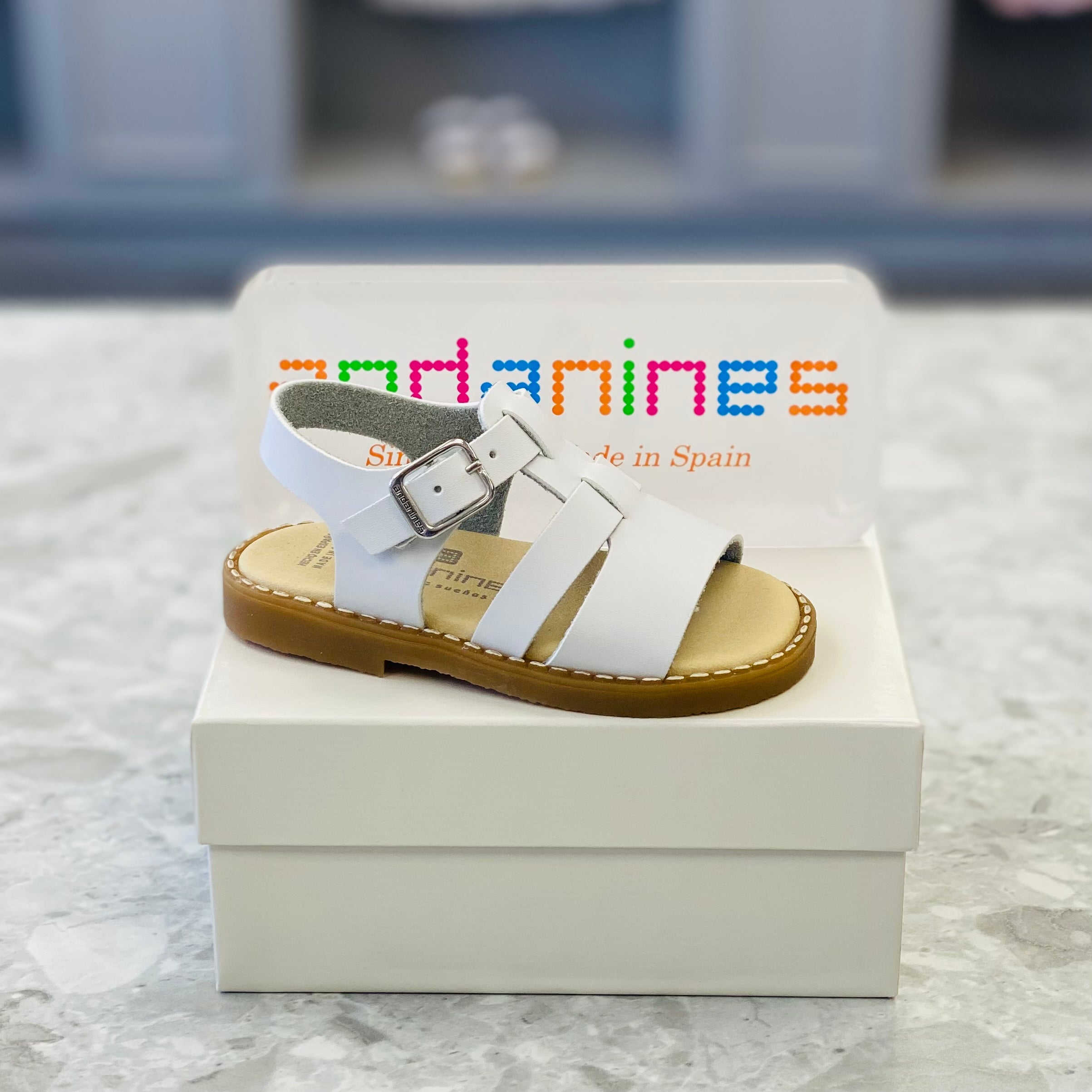 ANDANINES White Boys Leather Sandals - 211137