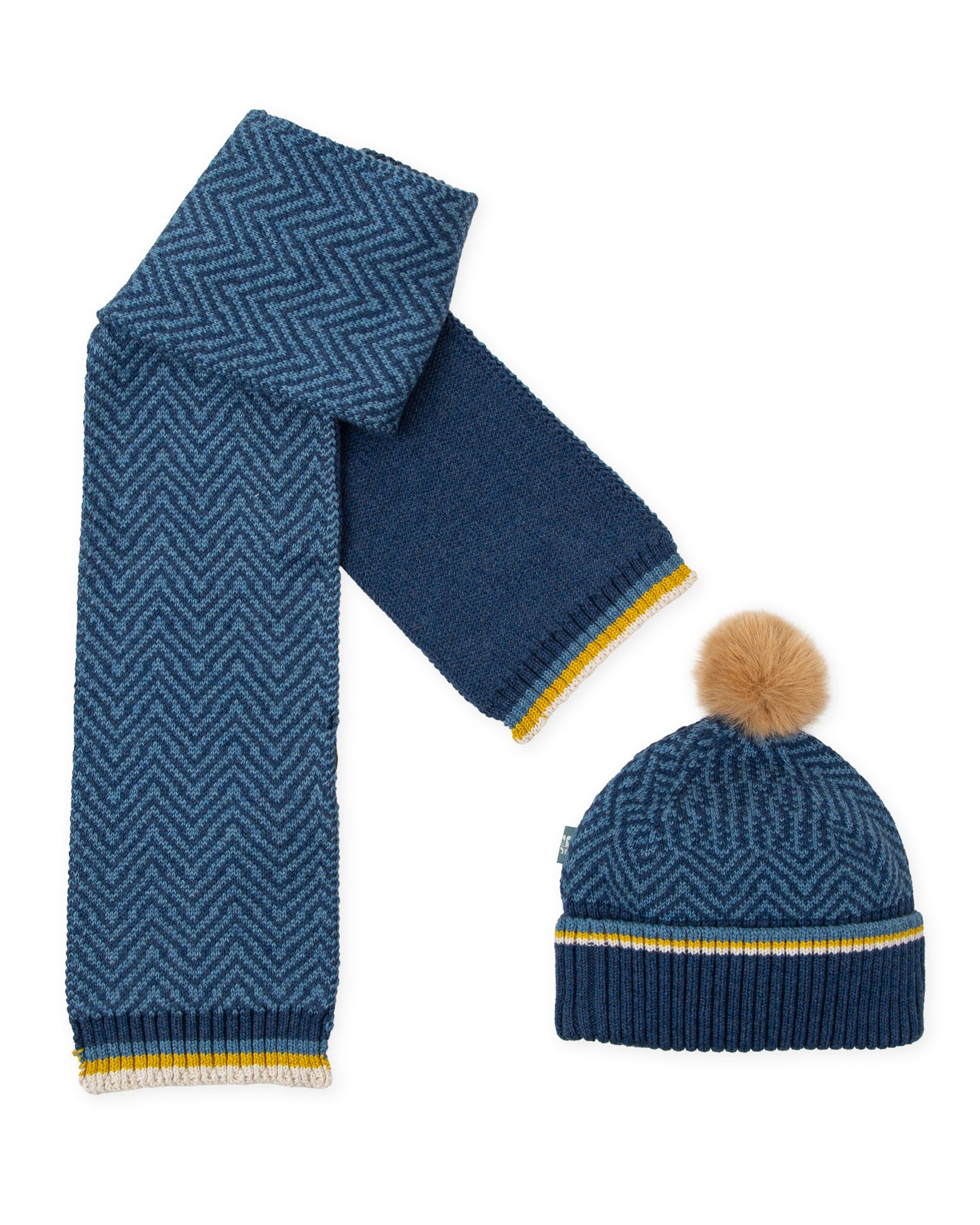 TUTTO PICCOLO Olivo Boys Navy & Olive Hat & Scarf Set