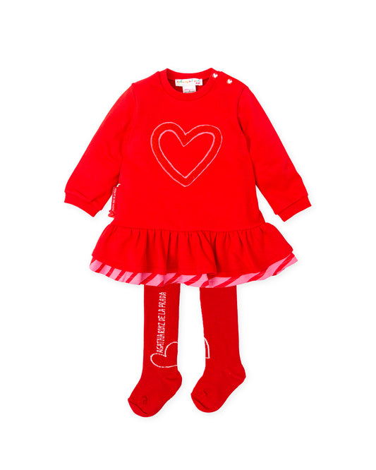 AGATHA RUIZ DE LA PRADA Stripes Girls Red Dress & Tights